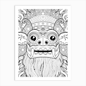 Barong, Balinese mask, Bali mask print 1 Art Print