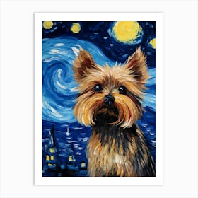 Yorkshire Terrier Starry Night Dog Portrait Art Print