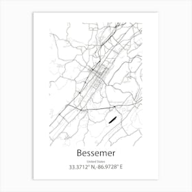 Bessemer,United States Minimalist Map Art Print