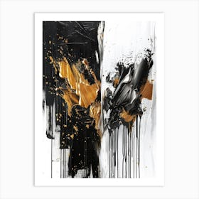 Gold And Black Abstract Painting 124 Art Print