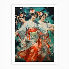 Awa Odori Dance Japanese Traditional Illustration 3 Art Print