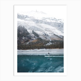 Paddle Board On Azure Lake Switzerland Art Print