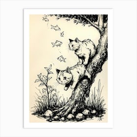 Two Cats In A Tree Art Print