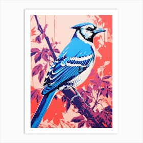 Andy Warhol Style Bird Blue Jay 2 Art Print