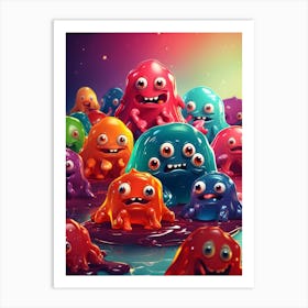 Colorful Jelly Monsters Art Print