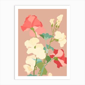 Sweet Peas Flower Big Bold Illustration 3 Art Print