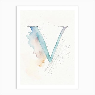 V  For Vegetables, Letter, Alphabet Minimalist Watercolour 2 Art Print