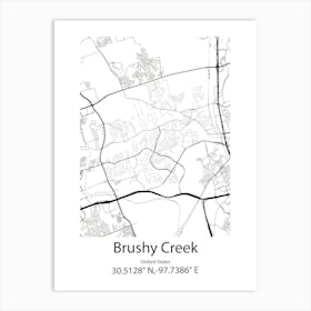 Brushy Creek,United States Minimalist Map Art Print