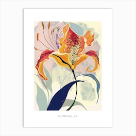 Colourful Flower Illustration Poster Gloriosa Lily 2 Art Print