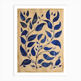 Blue Leaves 13 Art Print