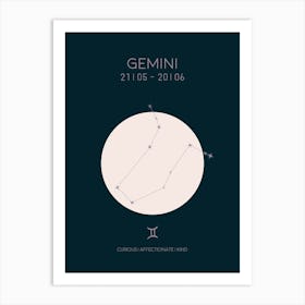 Gemini Star Sign In Dark Art Print