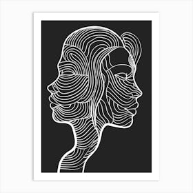 Minimalist Portrait Line Black And White Woman 5 Art Print