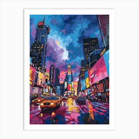 Times Square At Sunset, Vibrant, Bold Colors, Pop Art Art Print