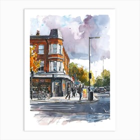 Lewisham London Borough   Street Watercolour 2 Art Print