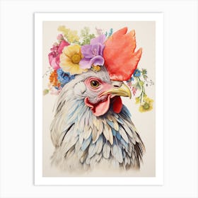 Bird With A Flower Crown Chicken 3 Art Print