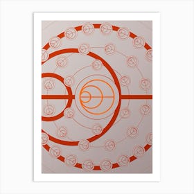 Geometric Abstract Glyph Circle Array in Tomato Red n.0194 Art Print