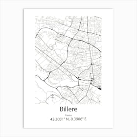 Billere,France Minimalist Map Art Print