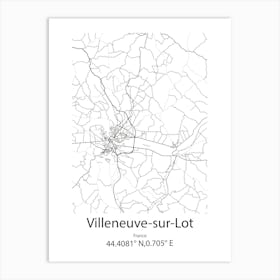 Villeneuve Sur Lot,France Minimalist Map Art Print