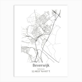 Beverwijk,Netherlands Minimalist Map Art Print