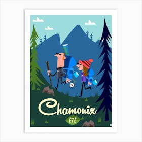 Chamonix Ete Poster Blue & Green Art Print