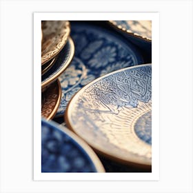 Blue And White Plates 2 Art Print