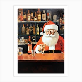 Sad Santa Claus At The Bar Art Print