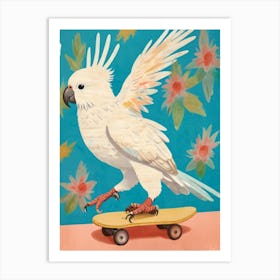 Cockatoo On Skateboard Art Print