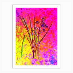 Slime Lily Botanical in Acid Neon Pink Green and Blue n.0065 Art Print