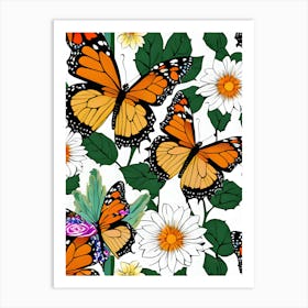 Seamless Pattern With Butterflies 5 Art Print