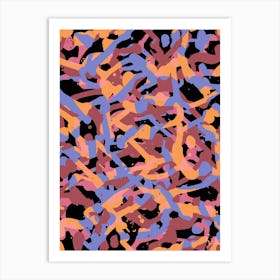 Blue Brown And Pink Dribbles Art Print
