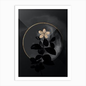 Shadowy Vintage Gardenia Botanical on Black and White Botanical in Black and Gold n.0104 Art Print