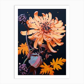 Surreal Florals Asters 2 Flower Painting Art Print