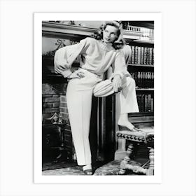 American Actress Lauren Bacall Wearing An All Wool Suit Designed By Leah Rhodes Art Print