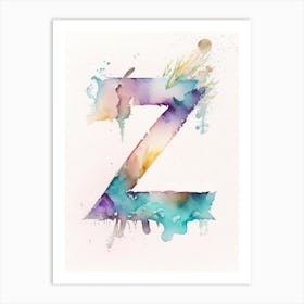 Z, Letter, Alphabet Storybook Watercolour Art Print