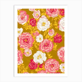 Peony Floral Print Retro Pattern 2 Flower Art Print