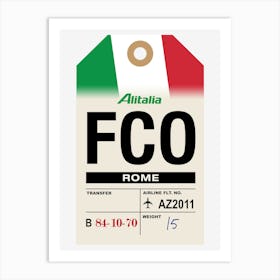 Rome (FCO) Italy Vintage Airline Luggage Tag Art Print