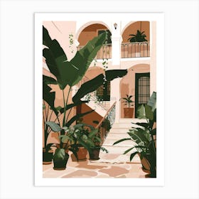 Courtyard With Potted Plants Art Print