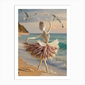 Ballerina On The Beach Art Print