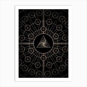 Geometric Glyph Radial Array in Glitter Gold on Black n.0361 Art Print