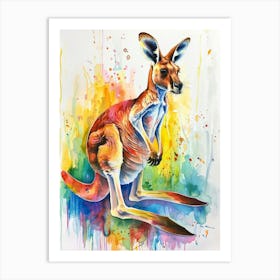 Kangaroo Colourful Watercolour 2 Art Print