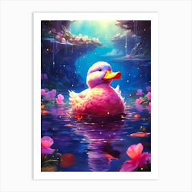 Duck In The Water Art Print