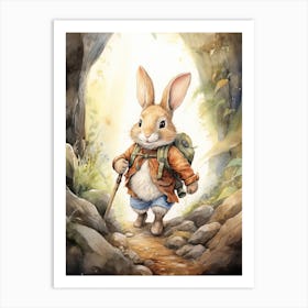 Bunny Hicking Rabbit Prints Watercolour 6 Art Print