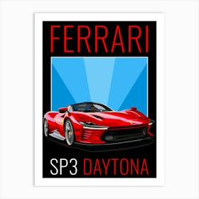 Ferrari Sp3 Daytona retro poster Art Print