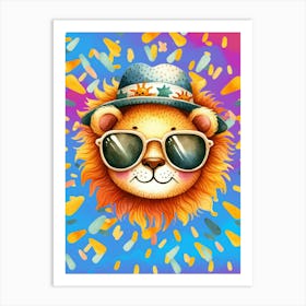 Lion Art, King of the Jungle, Lion In Sunglasses, kids art Art Print