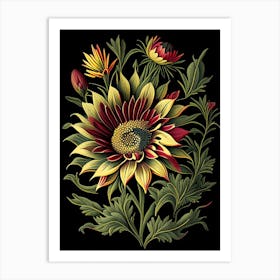 Gazania 2 Floral Botanical Vintage Poster Flower Art Print