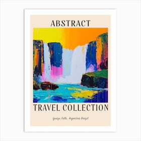 Abstract Travel Collection Poster Iguazu Falls Argentina Brazil 1 Art Print