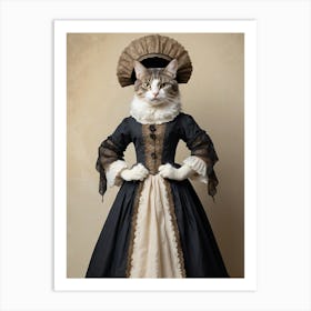 Cat in an old dress Art Print