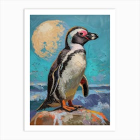 African Penguin Half Moon Island Oil Painting 1 Art Print