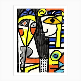 Egyptian statue in color Art Print