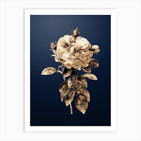 Gold Botanical Giant French Rose on Midnight Navy n.2461 Art Print